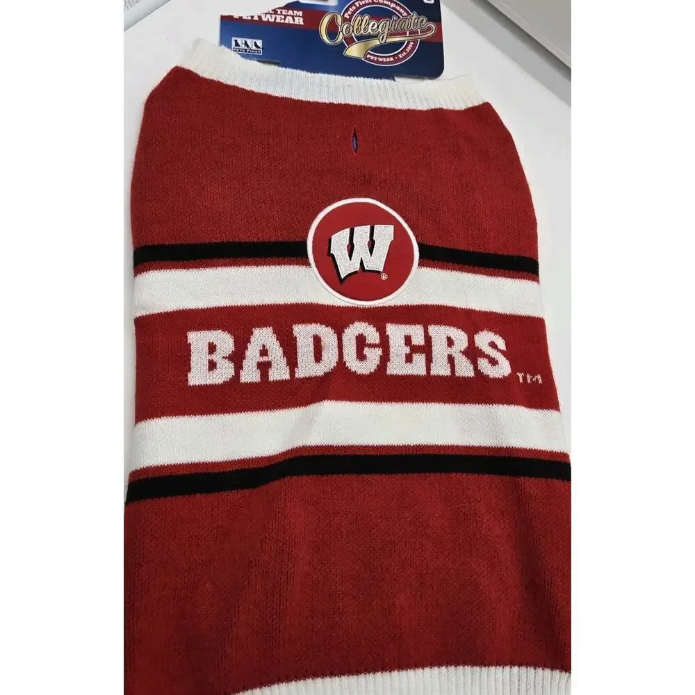 NCAA WISCONSIN BADGERS DOG SWEATER LARGE Licensed NEW! Red
